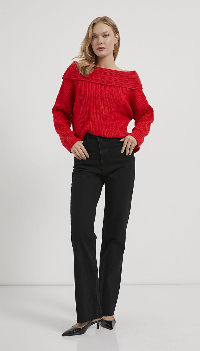 Madonna-Hals Fließender Strickpullover für Damen