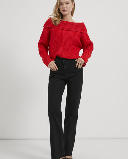 Madonna-Hals Fließender Strickpullover für Damen