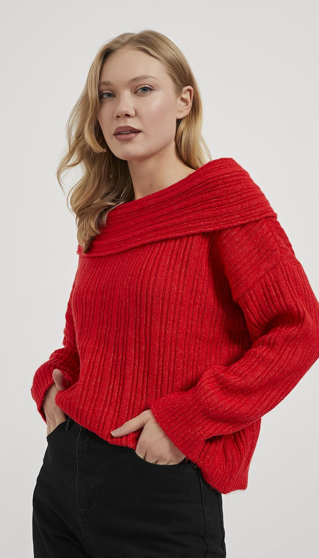 Madonna-Hals Fließender Strickpullover für Damen