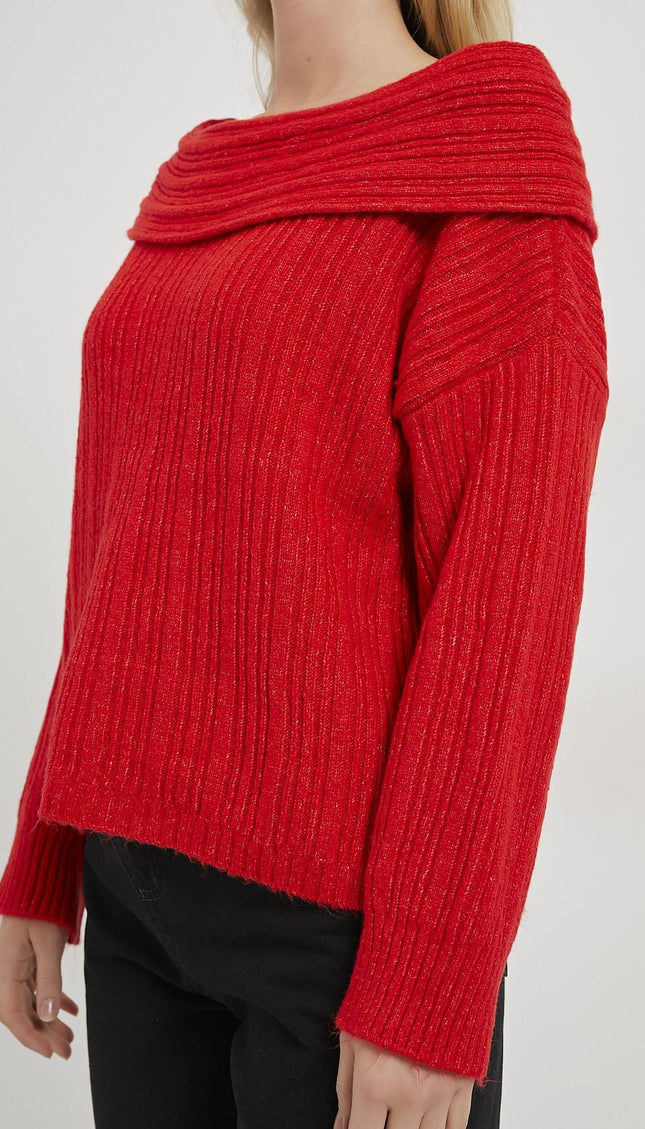 Madonna-Hals Fließender Strickpullover für Damen