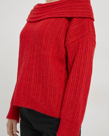 Madonna-Hals Fließender Strickpullover für Damen