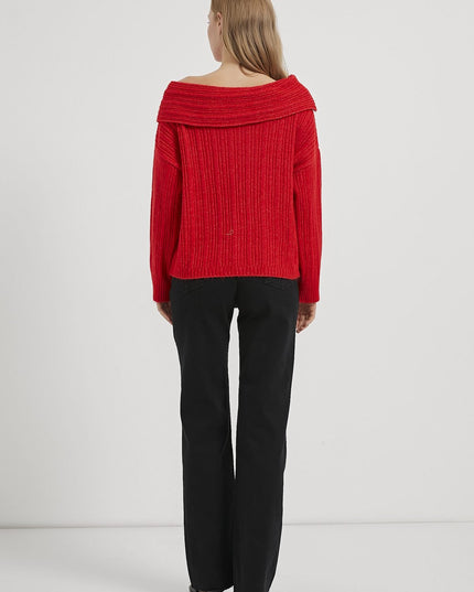 Madonna-Hals Fließender Strickpullover für Damen