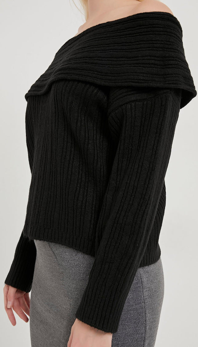 Madonna-Hals Fließender Strickpullover für Damen