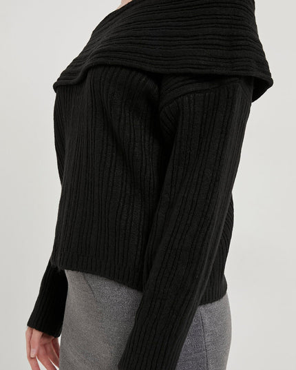 Madonna-Hals Fließender Strickpullover für Damen