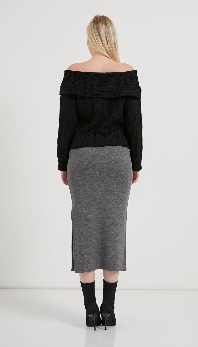 Madonna-Hals Fließender Strickpullover für Damen