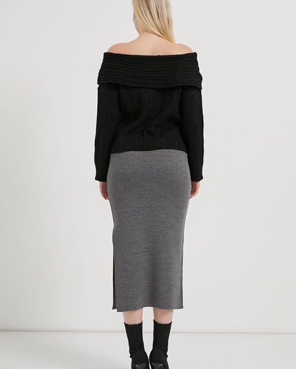 Madonna-Hals Fließender Strickpullover für Damen