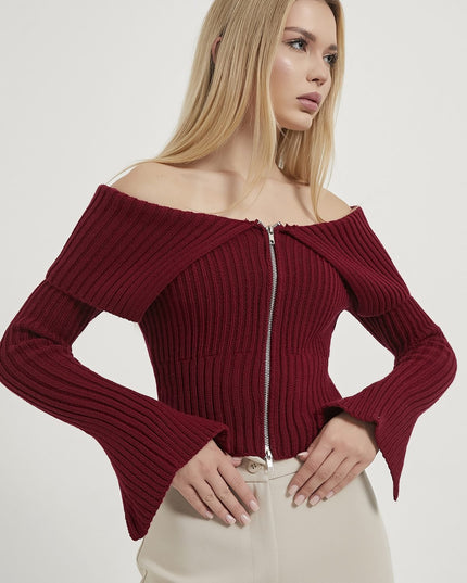 Zip‑Crop‑Cardigan für Damen