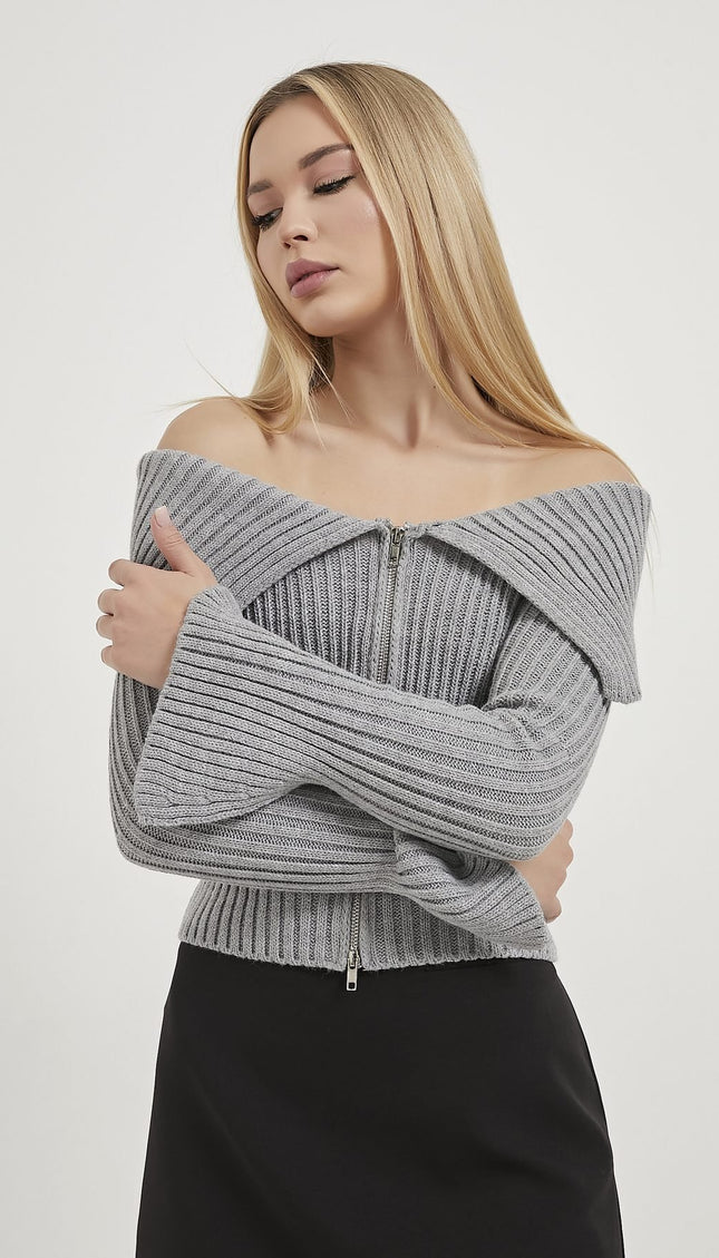 Zip‑Crop‑Cardigan für Damen
