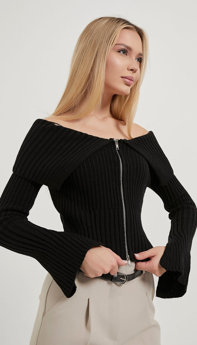 Zip‑Crop‑Cardigan für Damen