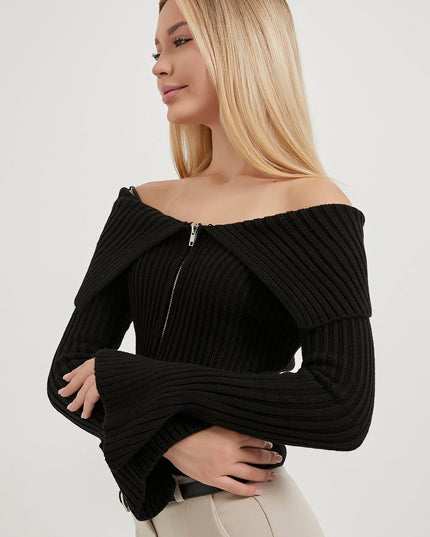 Zip‑Crop‑Cardigan für Damen