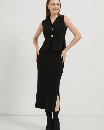 Asymmetrische Strickweste für Damen