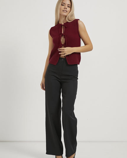 Gilet tricoté pour femme avec détail de cravate