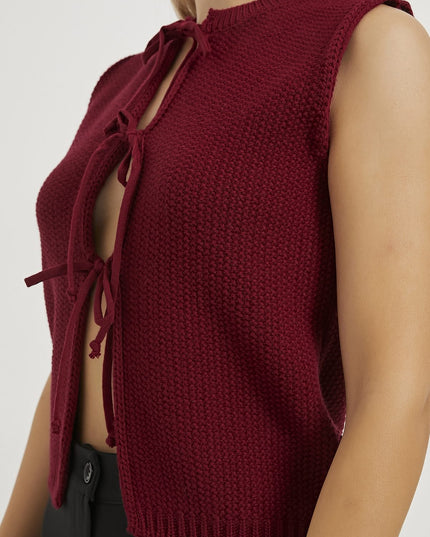Gilet tricoté pour femme avec détail de cravate
