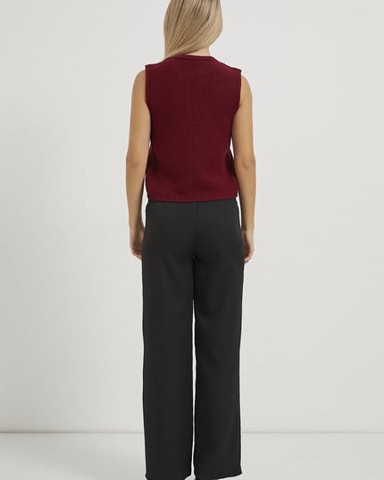 Gilet tricoté pour femme avec détail de cravate