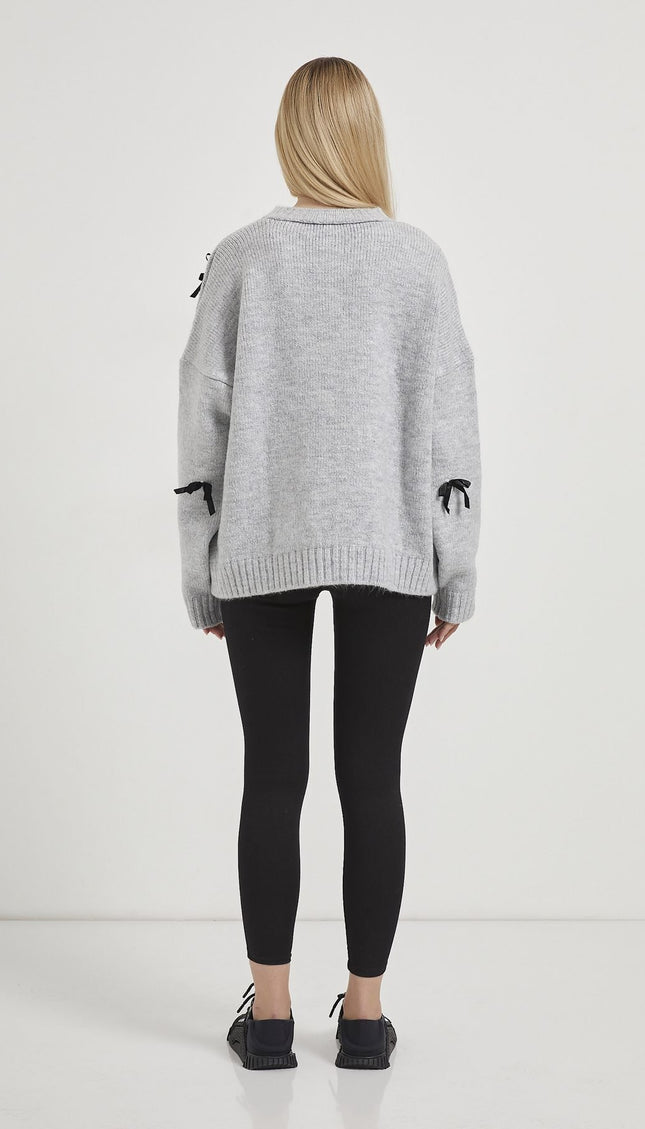 Damen-Strickpullover mit Banddetails