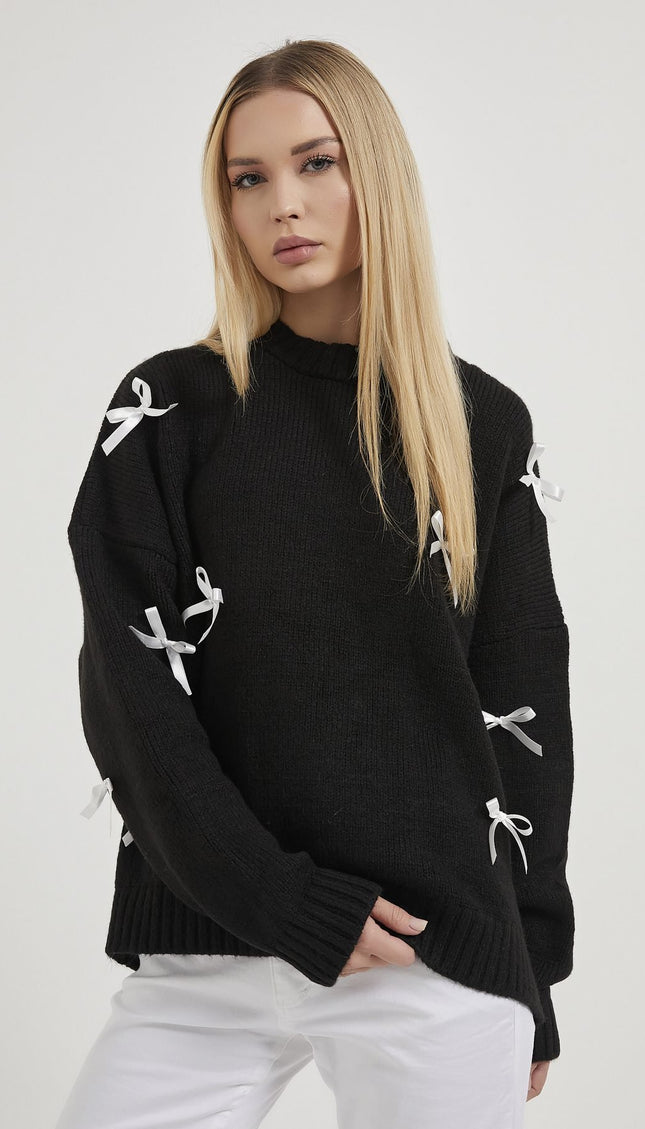 Damen-Strickpullover mit Banddetails