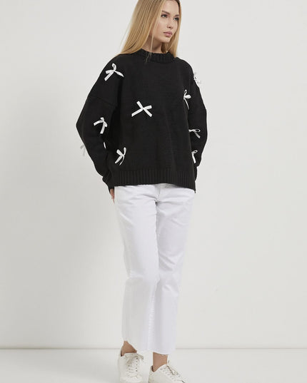 Damen-Strickpullover mit Banddetails