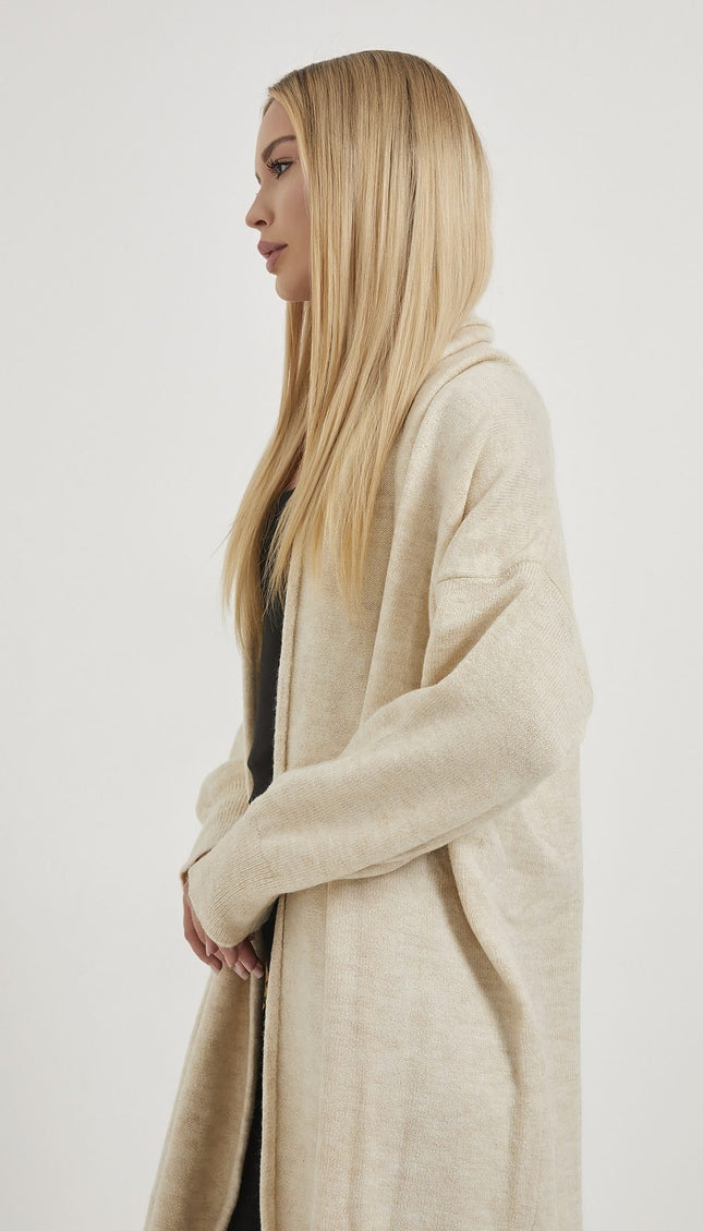 Shawl Collar Long Knitwear Damencardigan
