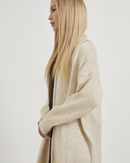 Shawl Collar Long Knitwear Damencardigan