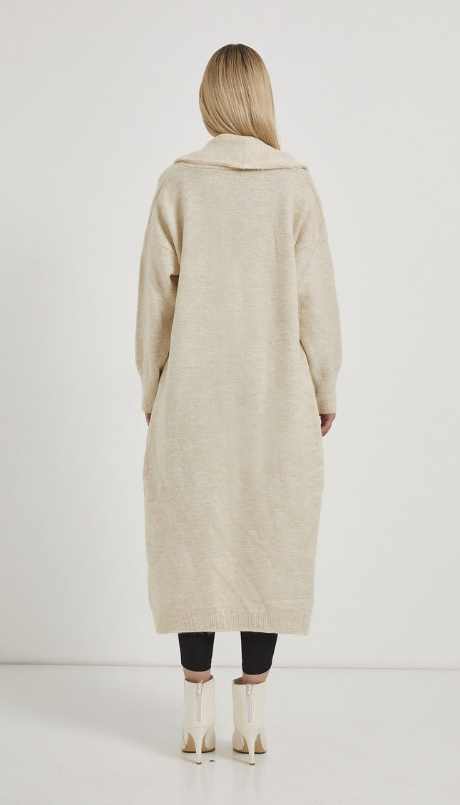 Shawl Collar Long Knitwear Damencardigan