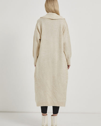 Shawl Collar Long Knitwear Damencardigan