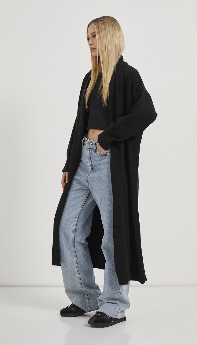 Shawl Collar Long Knitwear Damencardigan