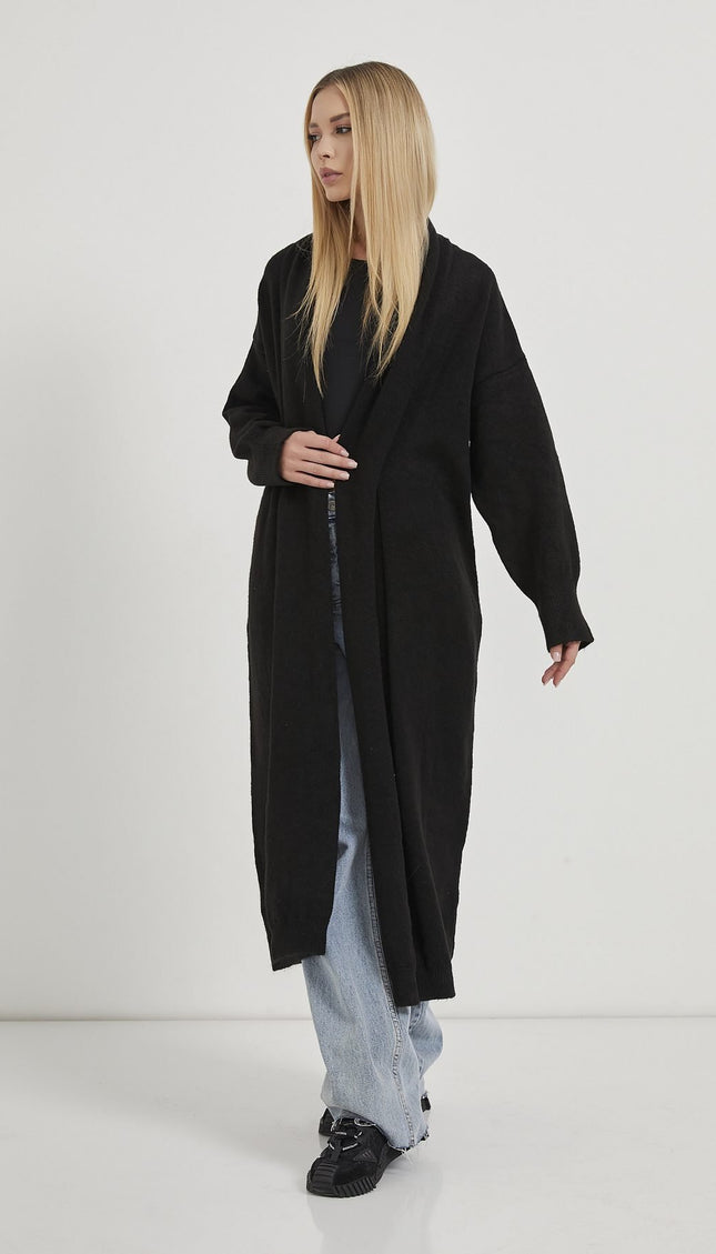 Shawl Collar Long Knitwear Damencardigan