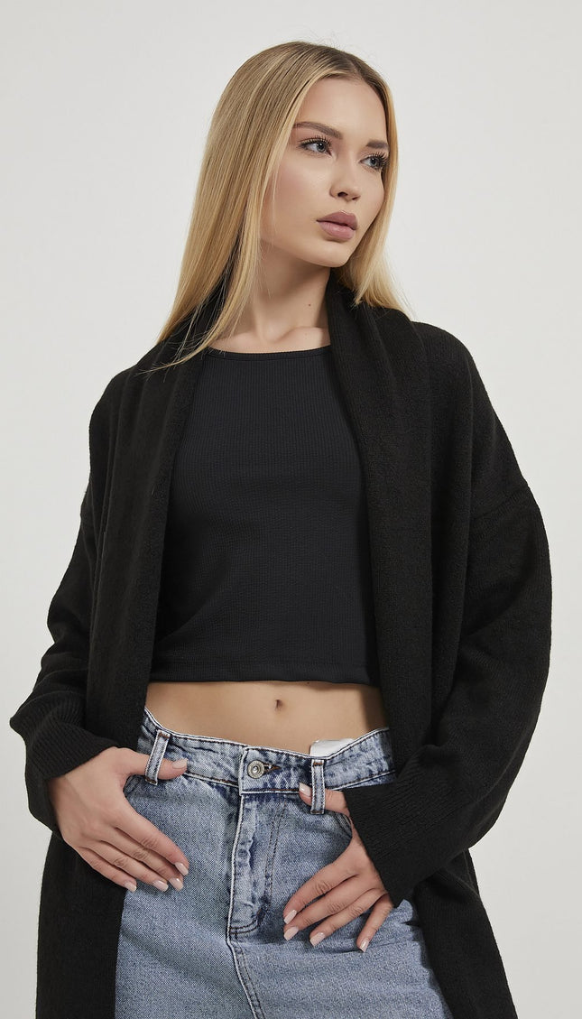 Shawl Collar Long Knitwear Damencardigan
