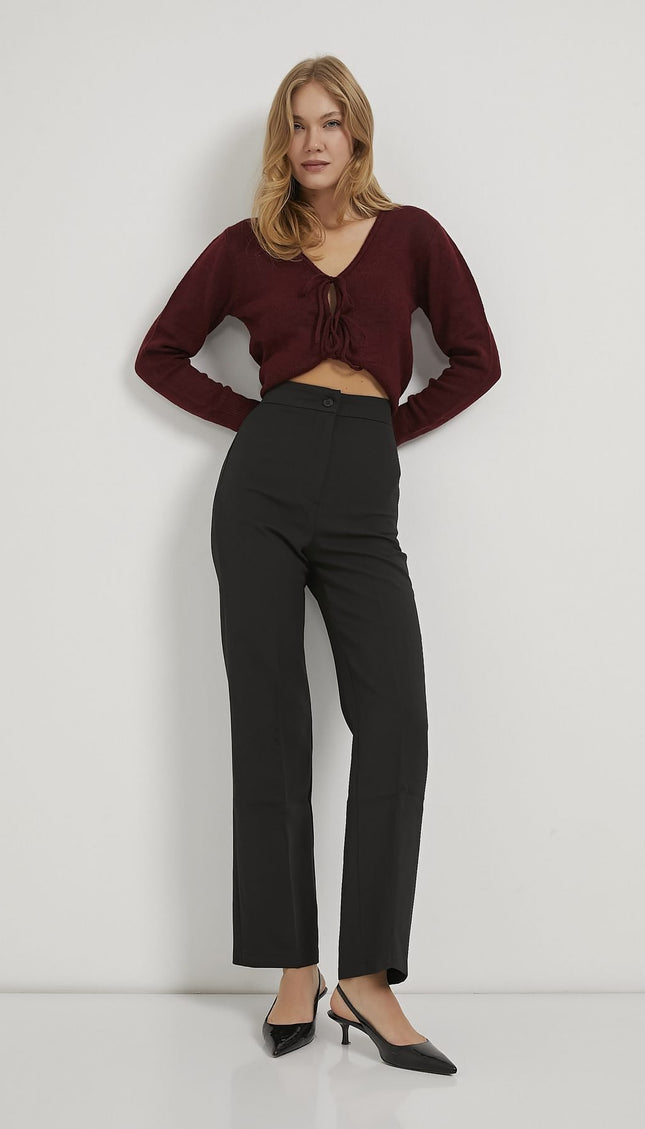 High‑Waist Damenhose, gerade und figurbetont