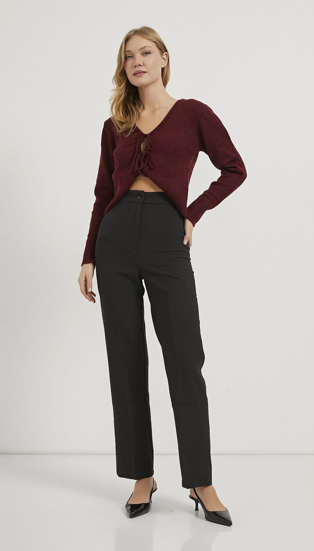 High‑Waist Damenhose, gerade und figurbetont