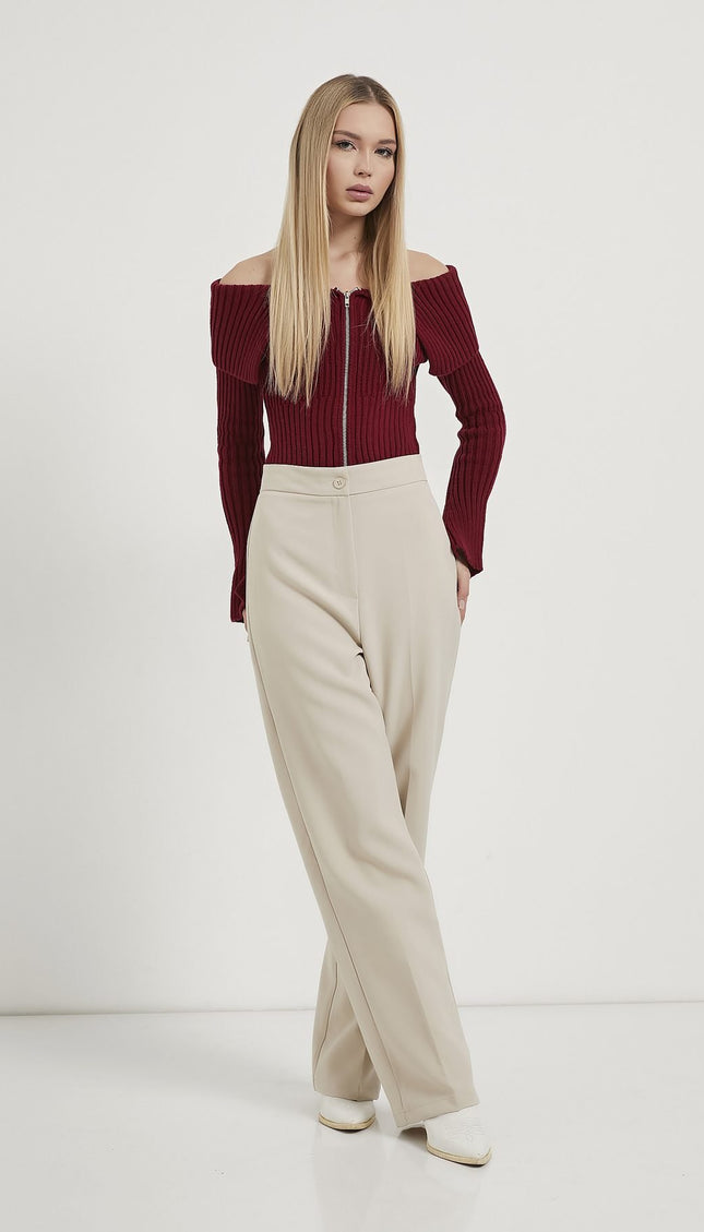 High‑Waist Damenhose, gerade und figurbetont