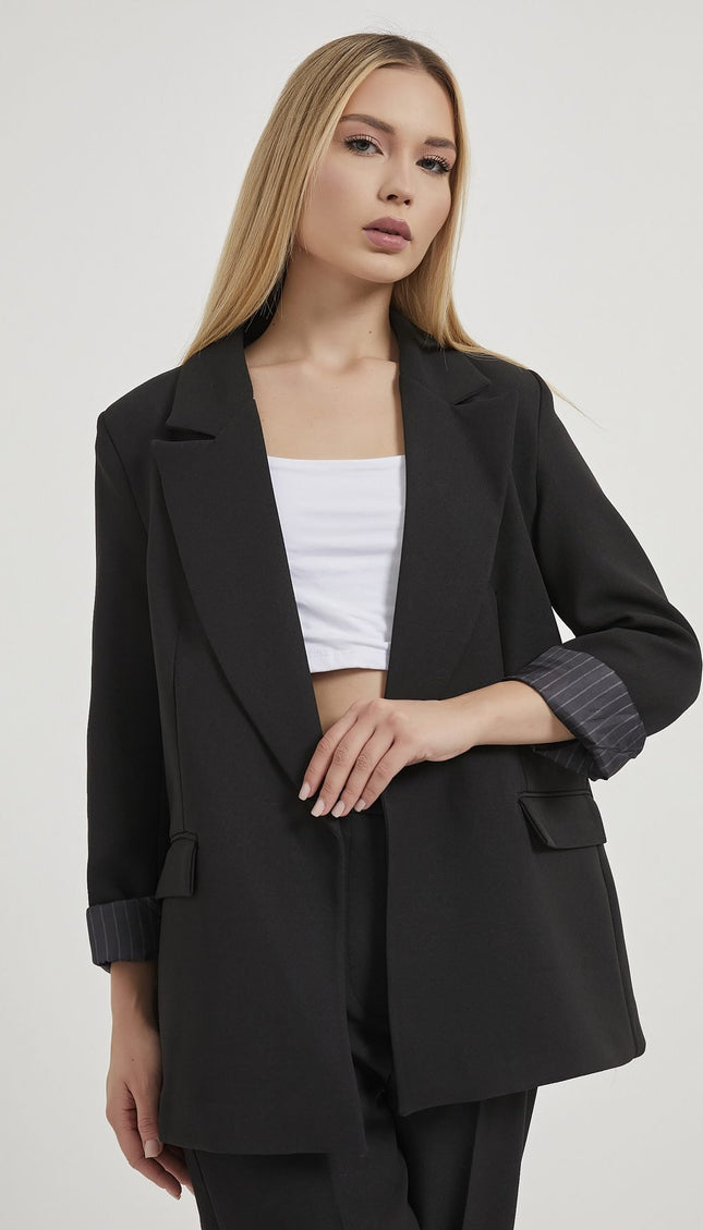 Elegante Damen-Blazerjacke mit gefalteten Ärmeln