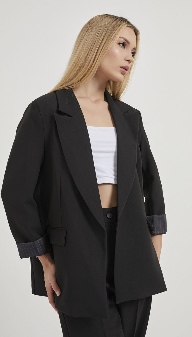 Elegante Damen-Blazerjacke mit gefalteten Ärmeln