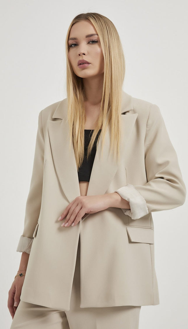 Elegante Damen-Blazerjacke mit gefalteten Ärmeln