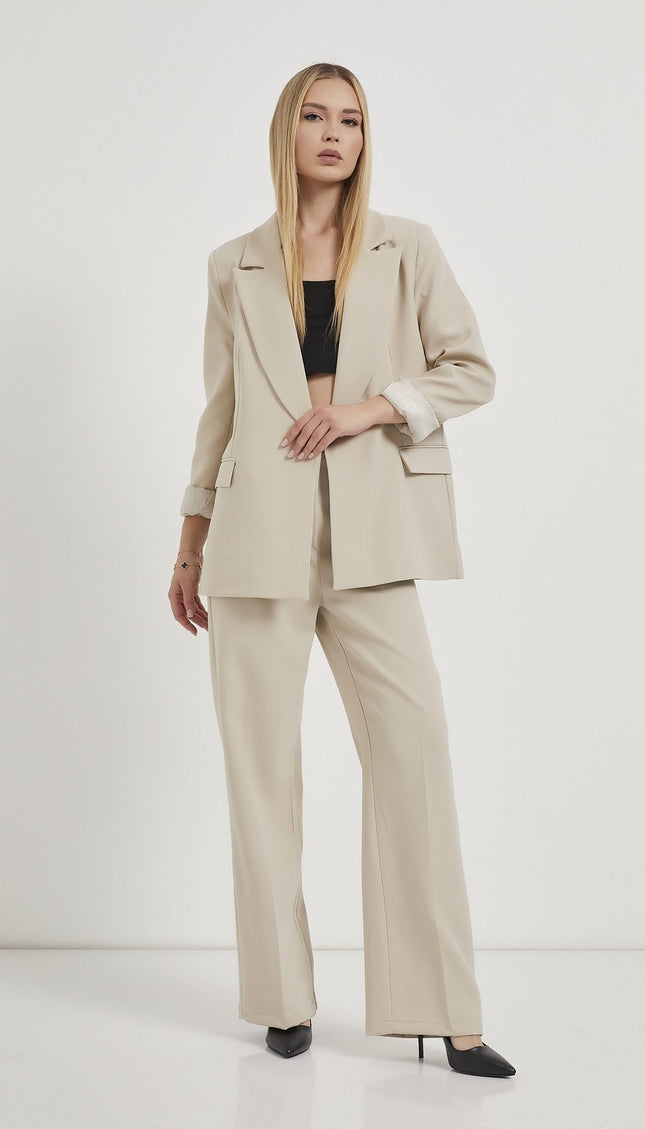 Elegante Damen-Blazerjacke mit gefalteten Ärmeln