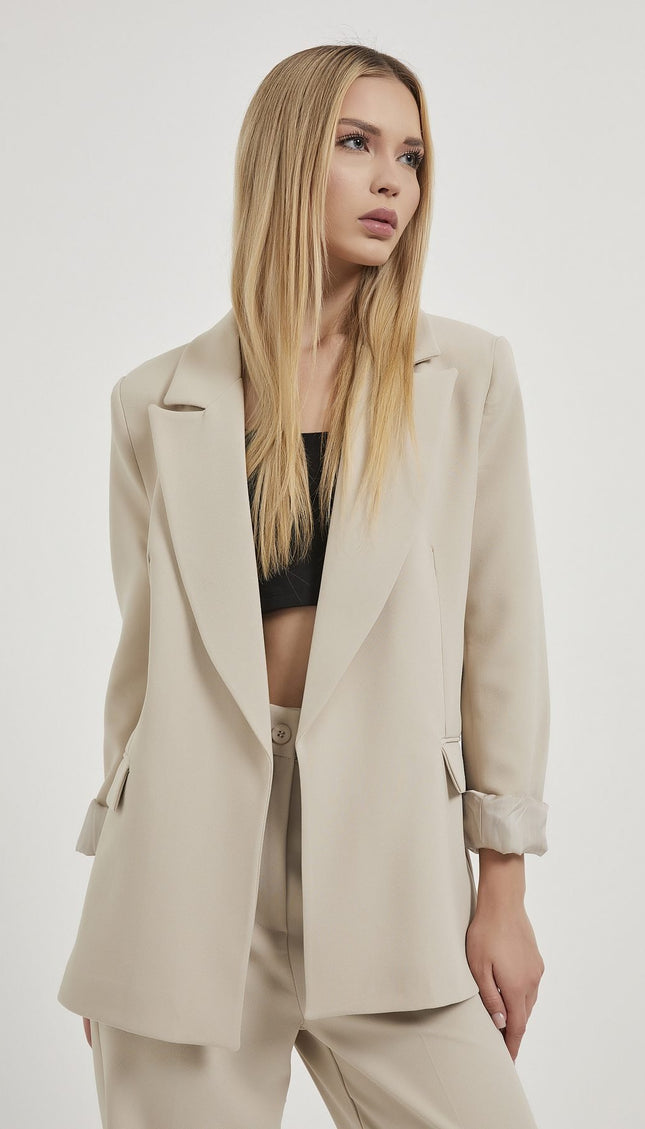 Elegante Damen-Blazerjacke mit gefalteten Ärmeln