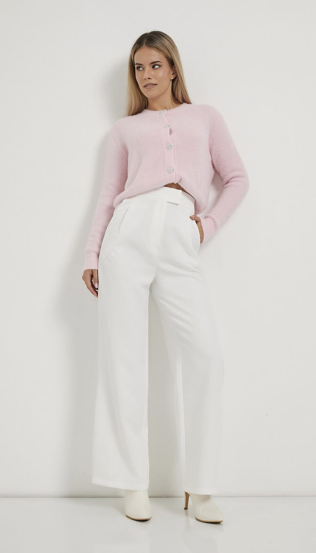 Elastische Taille Velcro-Verschluss Palazzo Damenhosen