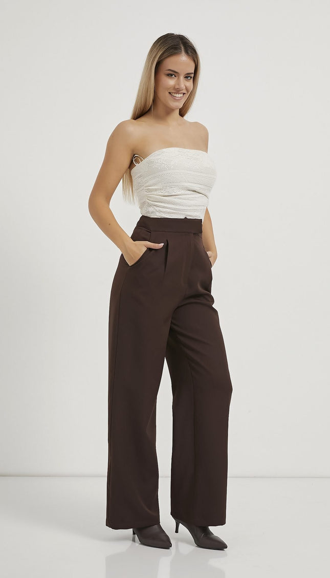 Elastische Taille Velcro-Verschluss Palazzo Damenhosen