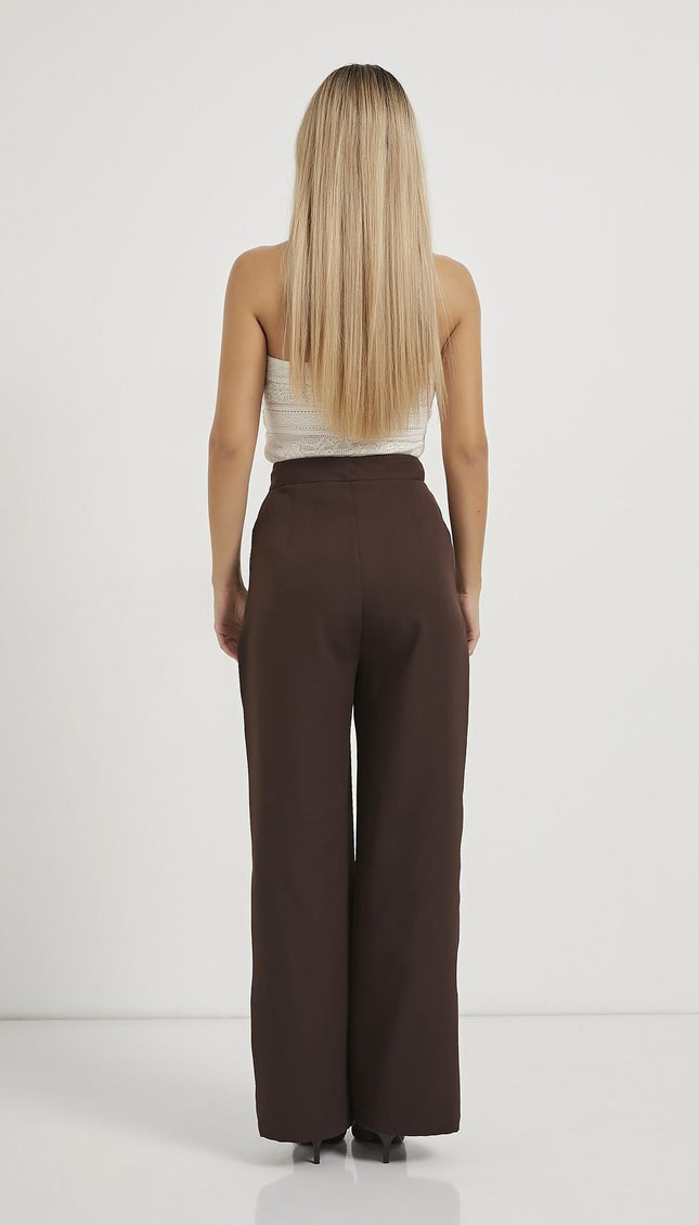 Elastische Taille Velcro-Verschluss Palazzo Damenhosen