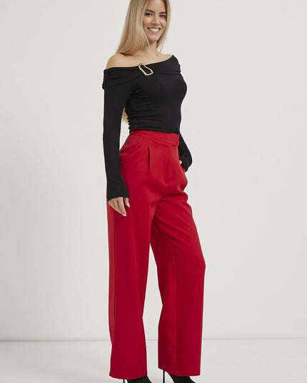 Elastische Taille Velcro-Verschluss Palazzo Damenhosen