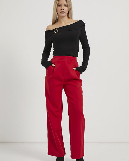 Elastische Taille Velcro-Verschluss Palazzo Damenhosen