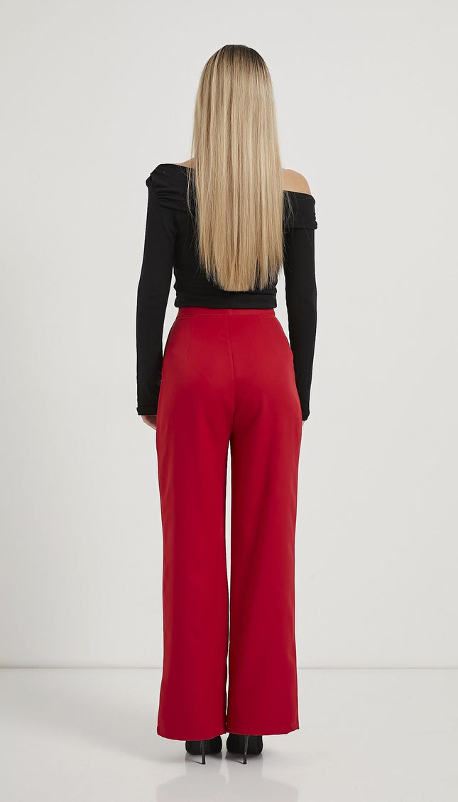 Elastische Taille Velcro-Verschluss Palazzo Damenhosen