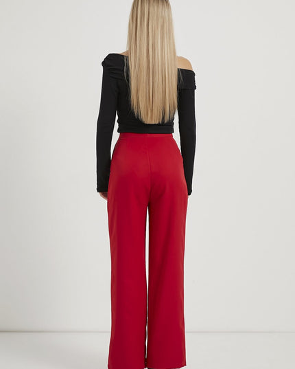 Elastische Taille Velcro-Verschluss Palazzo Damenhosen