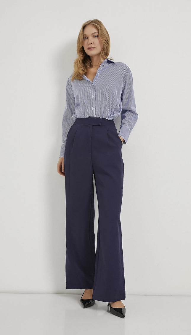 Elastische Taille Velcro-Verschluss Palazzo Damenhosen