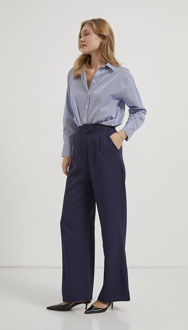 Elastische Taille Velcro-Verschluss Palazzo Damenhosen