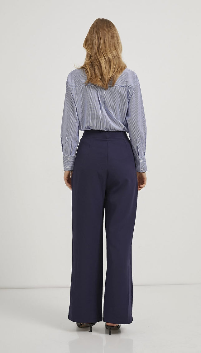 Elastische Taille Velcro-Verschluss Palazzo Damenhosen