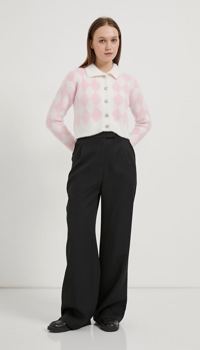 Elastische Taille Velcro-Verschluss Palazzo Damenhosen