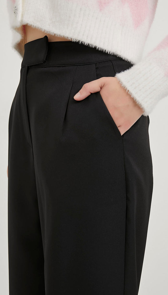 Elastische Taille Velcro-Verschluss Palazzo Damenhosen