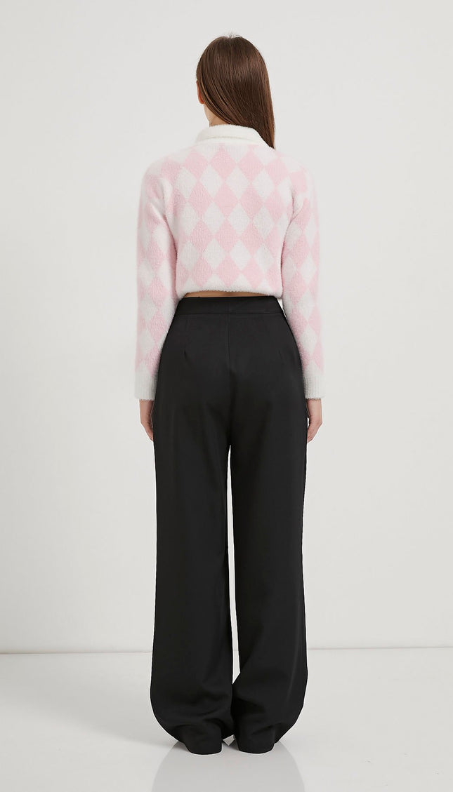 Elastische Taille Velcro-Verschluss Palazzo Damenhosen