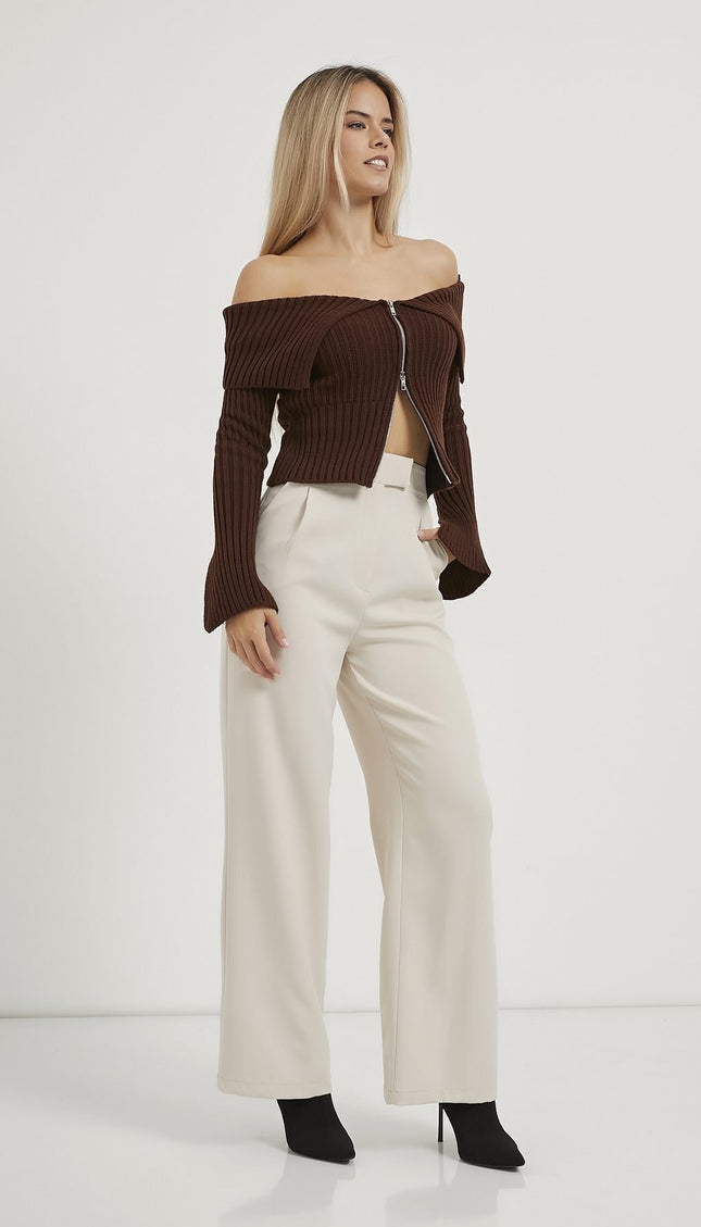 Elastische Taille Velcro-Verschluss Palazzo Damenhosen